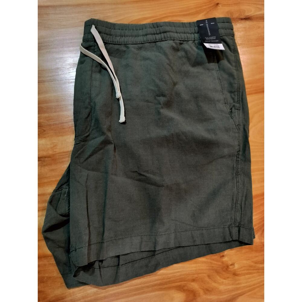 No Boundaries Mens Cotton Linen Shorts 3XL Green Elastic Waist Drawstring Casual - Picture 6 of 9
